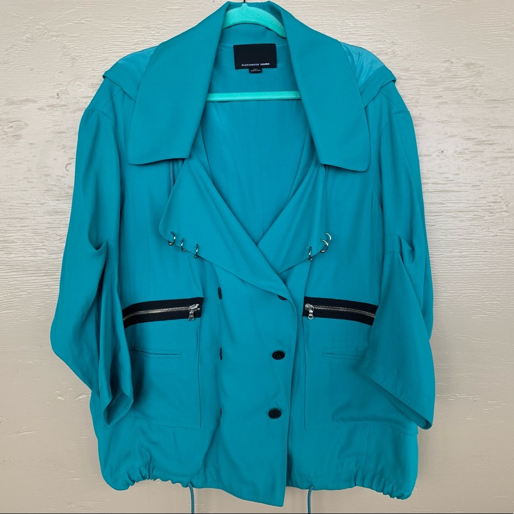 ALEXANDER WANG Turquoise Detachable Hooded Jacket